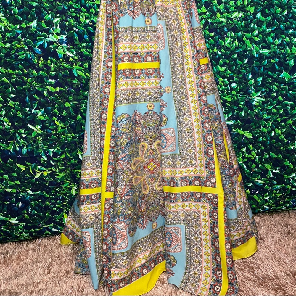 Colorful Boho handkerchief print maxi skirt. Ultra lightweight & flowy!